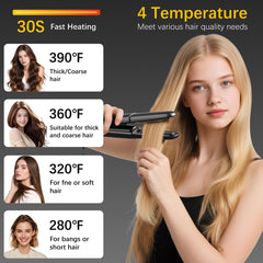 Amazebra mini hair-straightener-curler angle-shot enables quick styling on the go