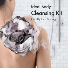 AmazerBath charcoal loofah army green color matches décor.