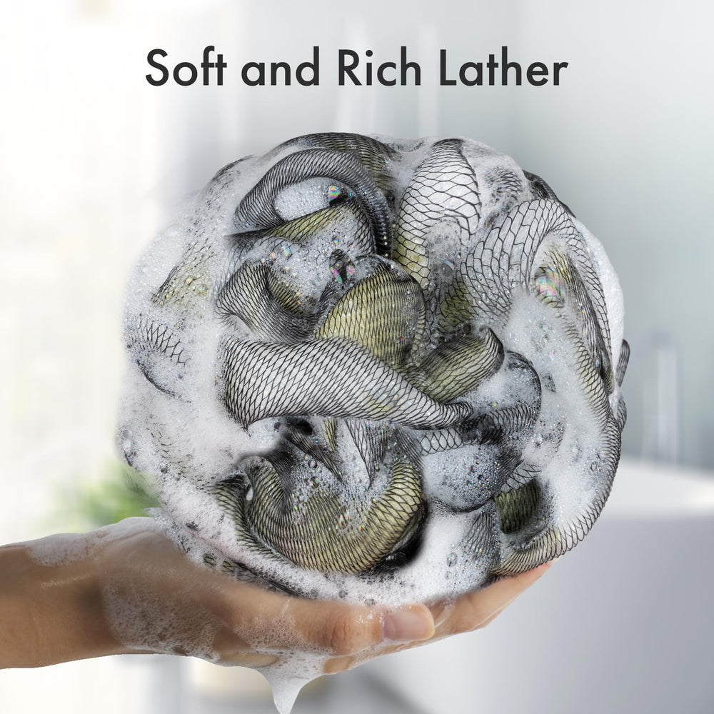 AmazerBath charcoal loofah pink durable knotting boosts longevity.