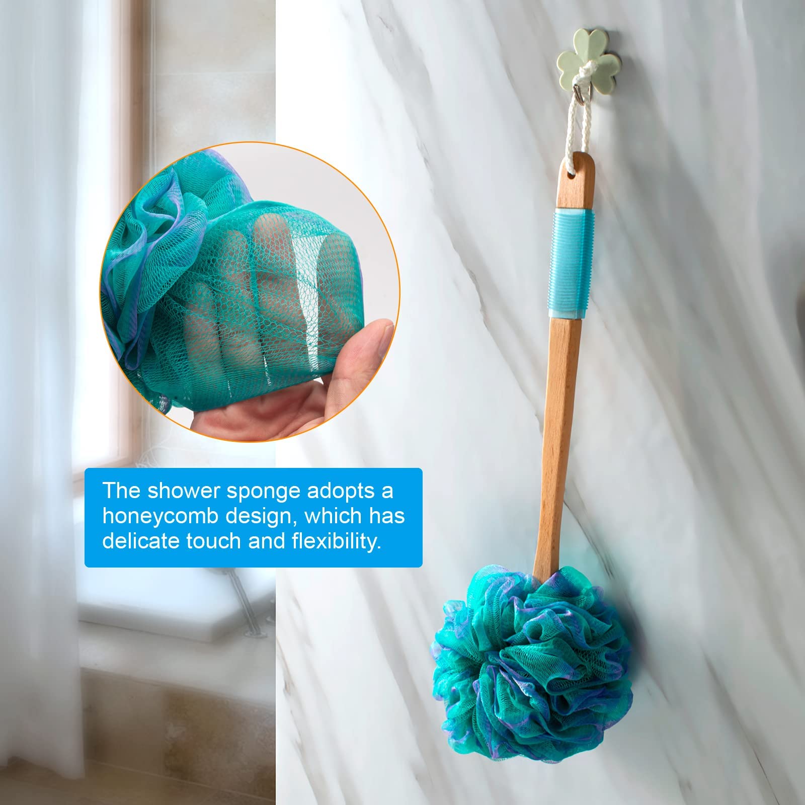AmazerBath incluye esponja mano del mismo color para manejo cómodo