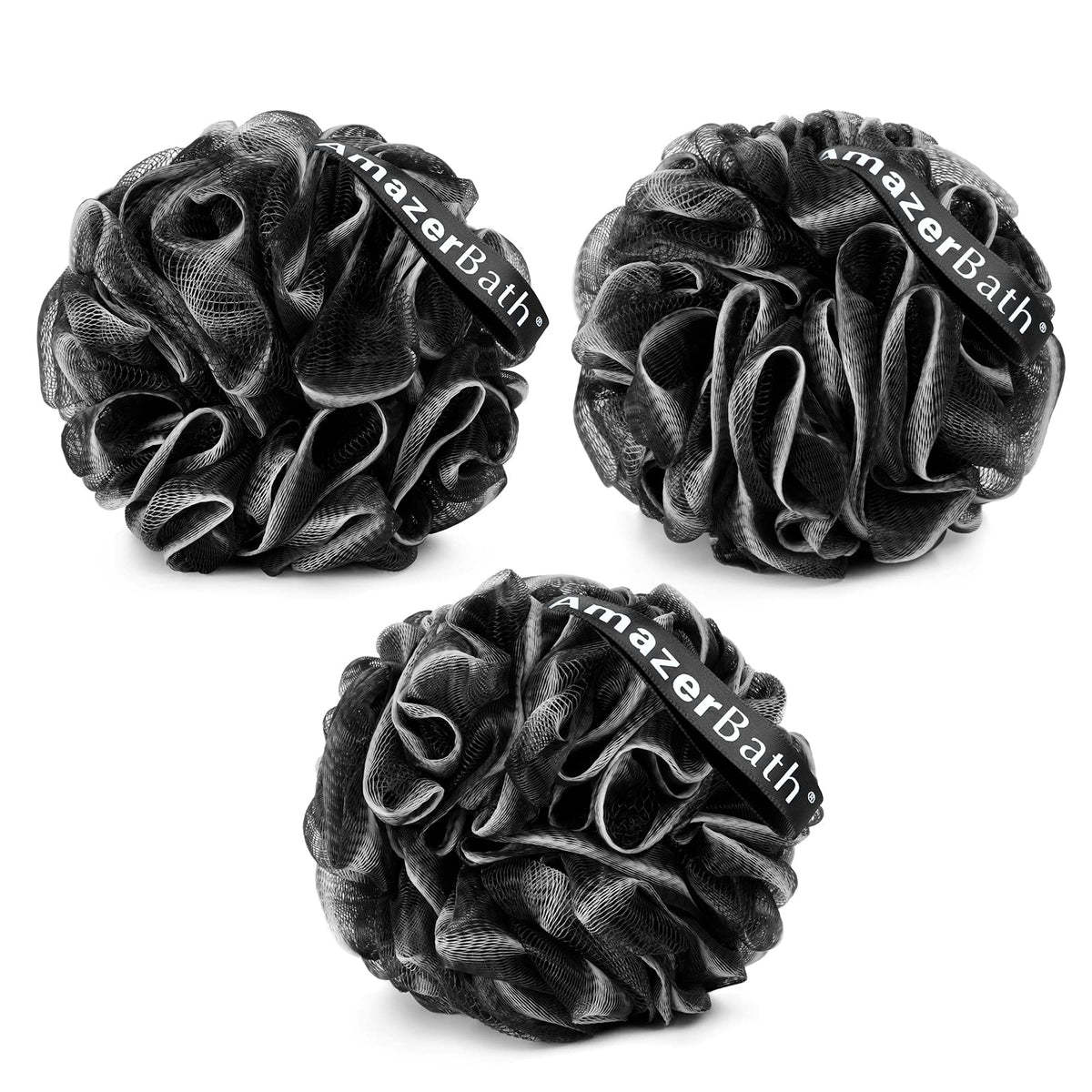 AmazerBath loofah sponge dense mesh for rich lather with less gel.