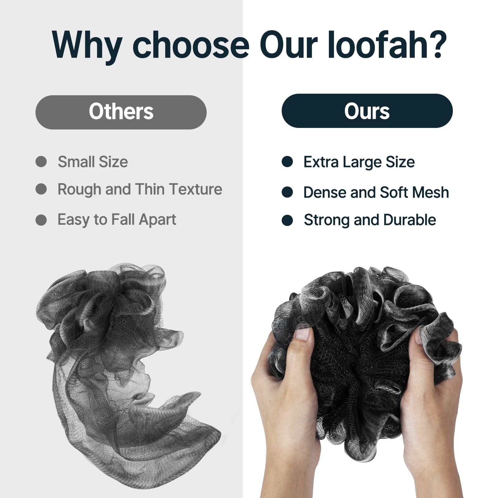 A AmazerBath loofah sponge strong knotting for durability.