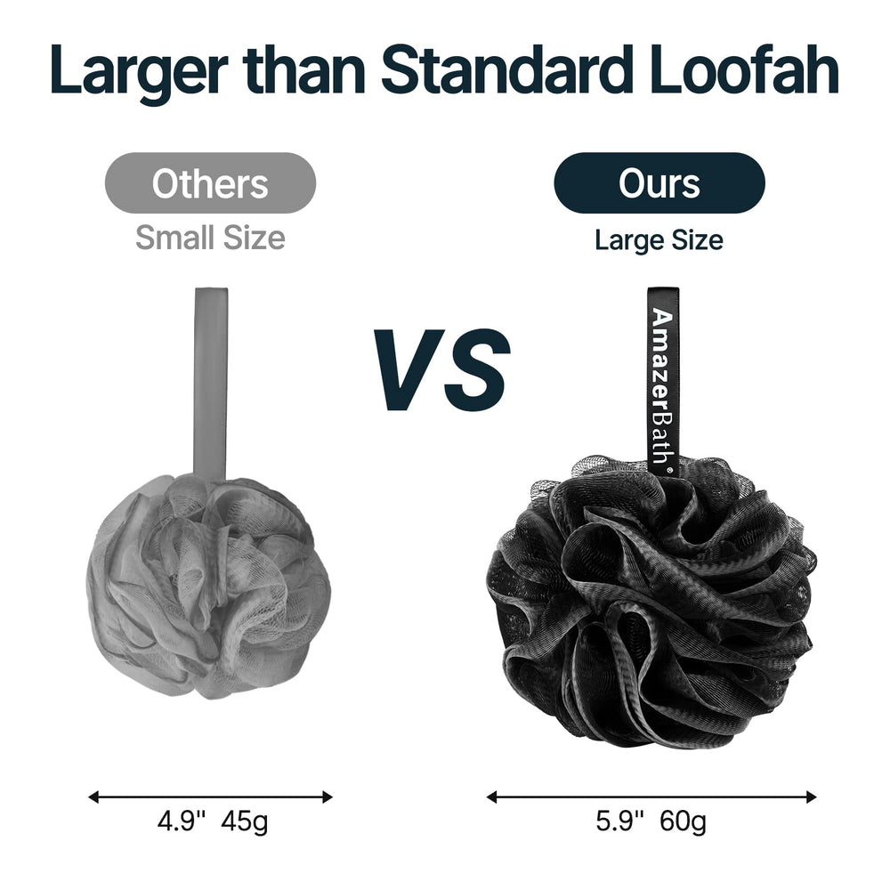 AmazerBath loofah sponge black white edge stylish look.