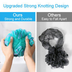 Material PE suave y resistente facilita exfoliación sin deformarse.