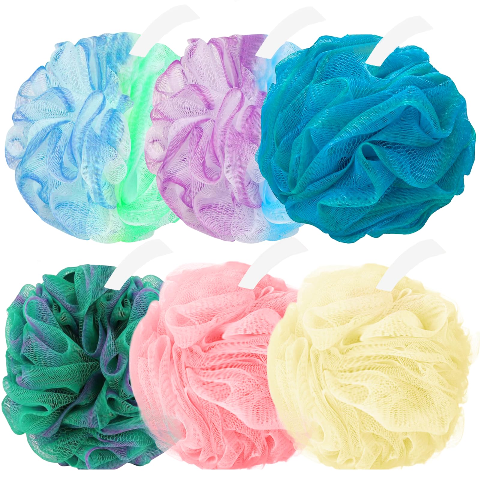 A Amazerbst loofah 6-pack shower sponge for a gentle cleanse and rich lather.