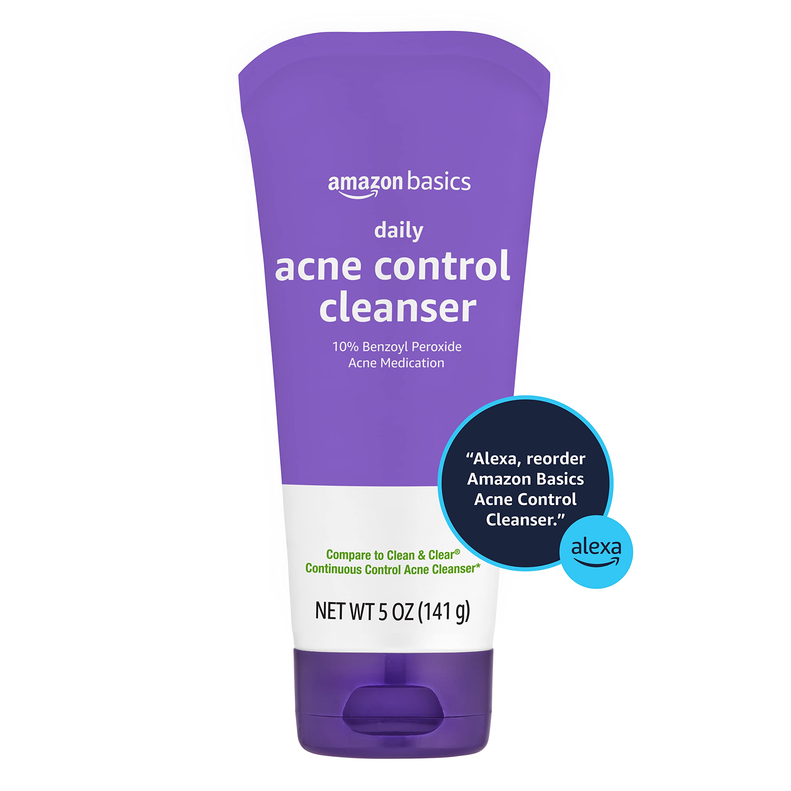 Amazon Basics acne wash application on skin demonstrating gentle cleansing.