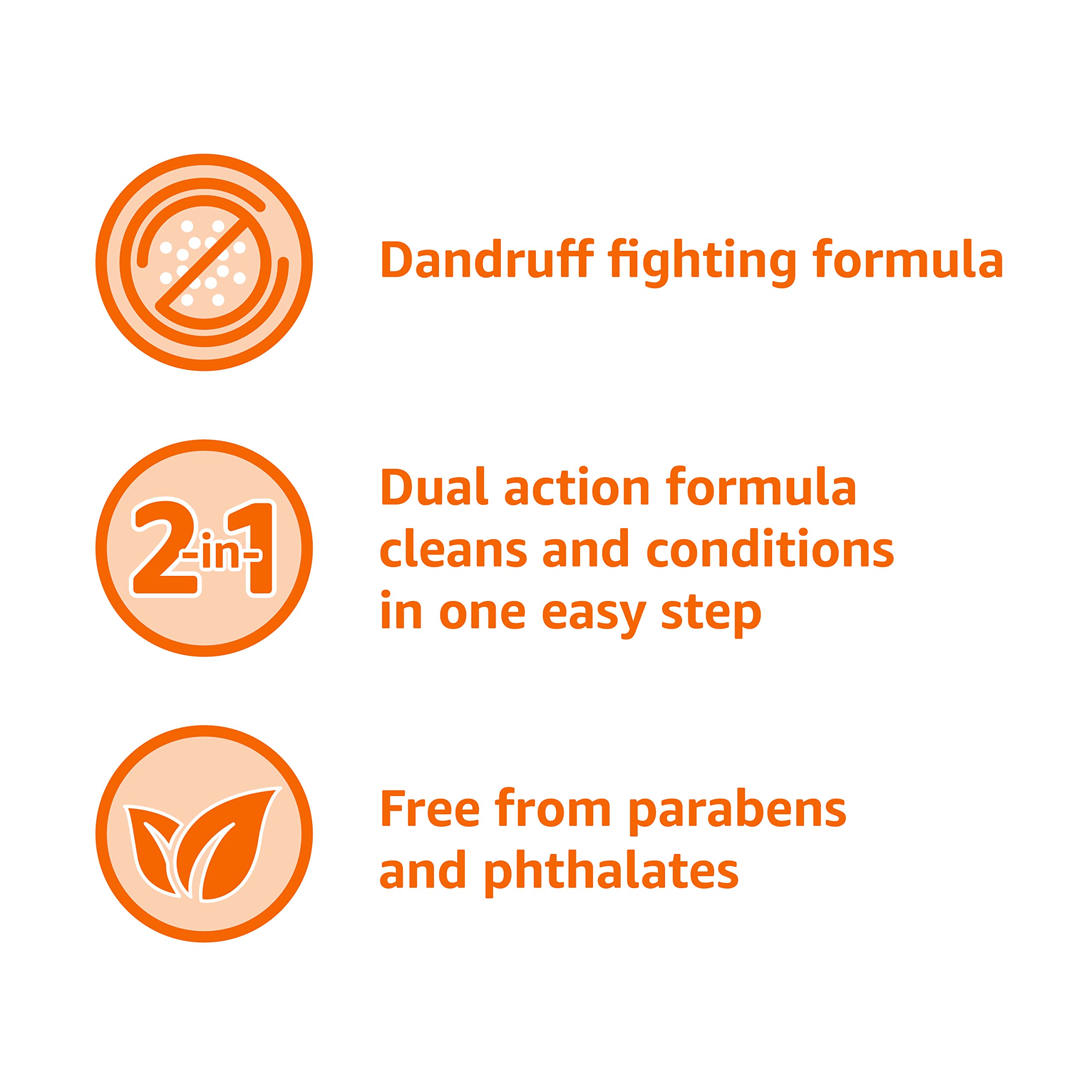 Amazon Basics 2-in-1 bottle label highlights paraben- and phthalate-free formula.