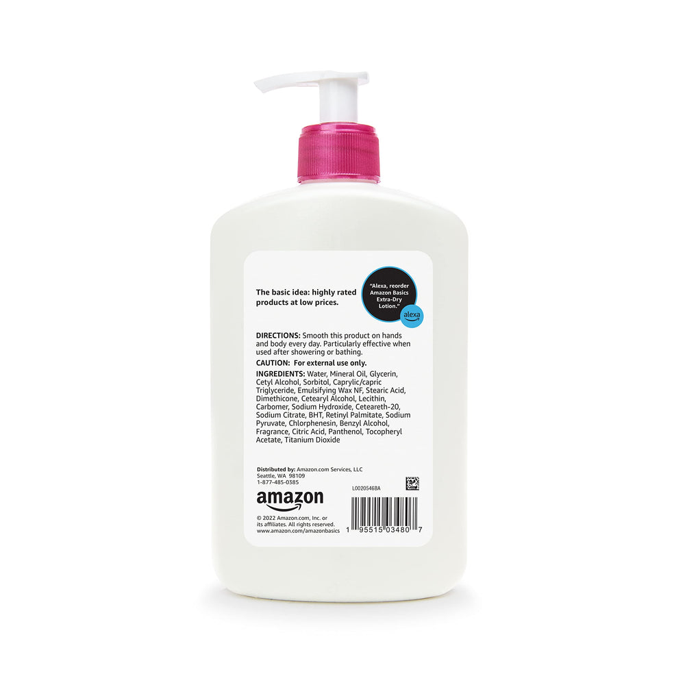 Loción Amazon Basics aroma limpio para cuidado diario de la piel