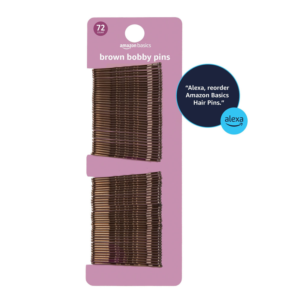 Amazon Basics glossy brown pins securing a polished hairstyle