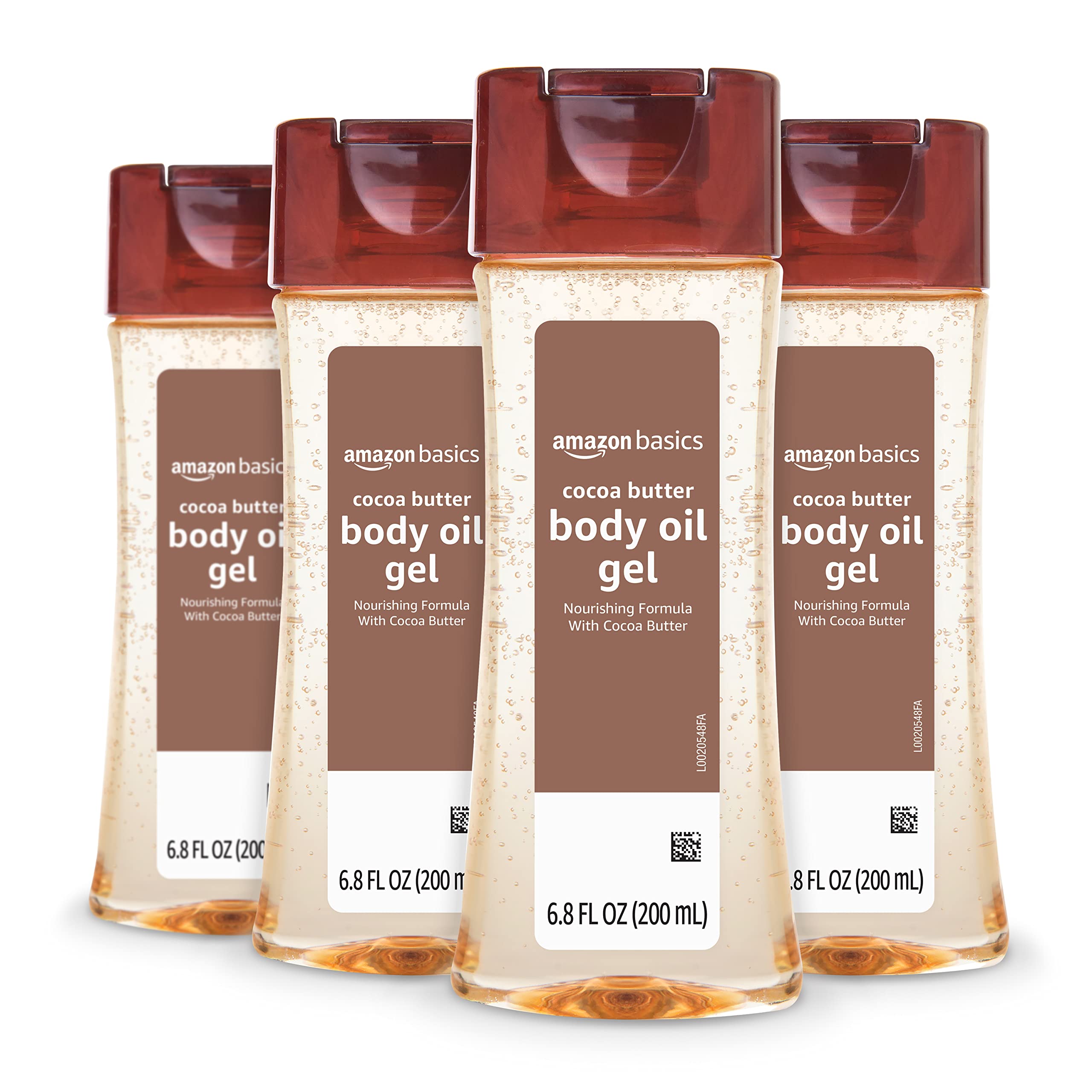 Amazon Basics Body Oil Gel with Cocoa Butter bottle front for very dry skin