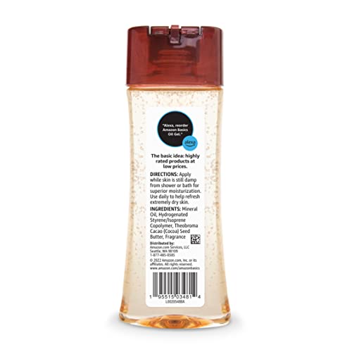 Amazon Basics Body Oil Gel dispenser illustrate easy damp-skin application