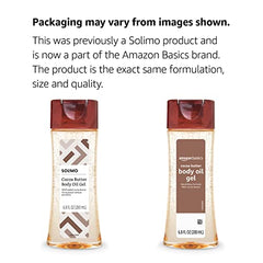 Close-up texture of Amazon Basics Cocoa Butter Body Oil Gel shows silky glide