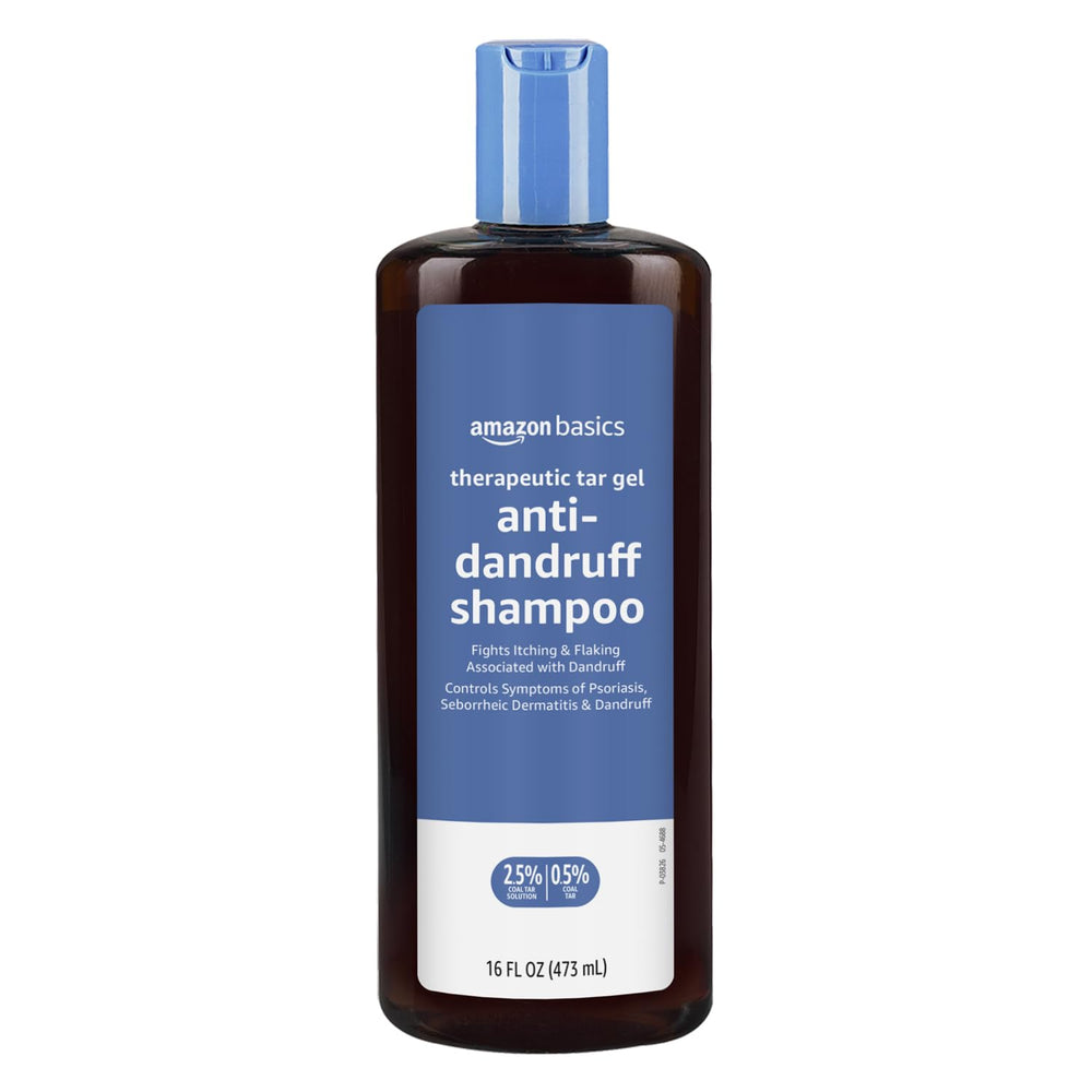 Amazon Basics champú terapéutico con alquitrán de hulla en botella de 473 ml para aliviar picor.