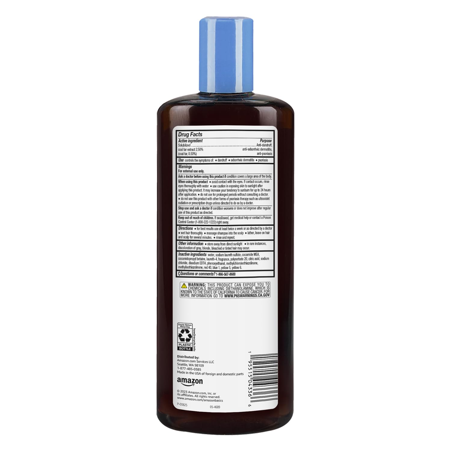 Amazon Basics champú terapéutico con alquitrán de hulla, espuma suave para lavado capilar.