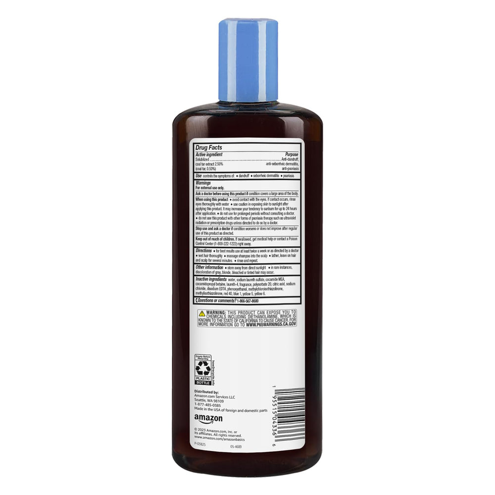 Amazon Basics champú terapéutico con alquitrán de hulla, espuma suave para lavado capilar.