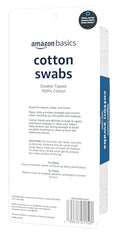 Amazon Basics cotton swabs double-tipped close-up showing cotton tips