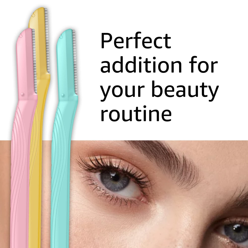 Amazon Basics dermaplaner in-use on cheek for smooth skin