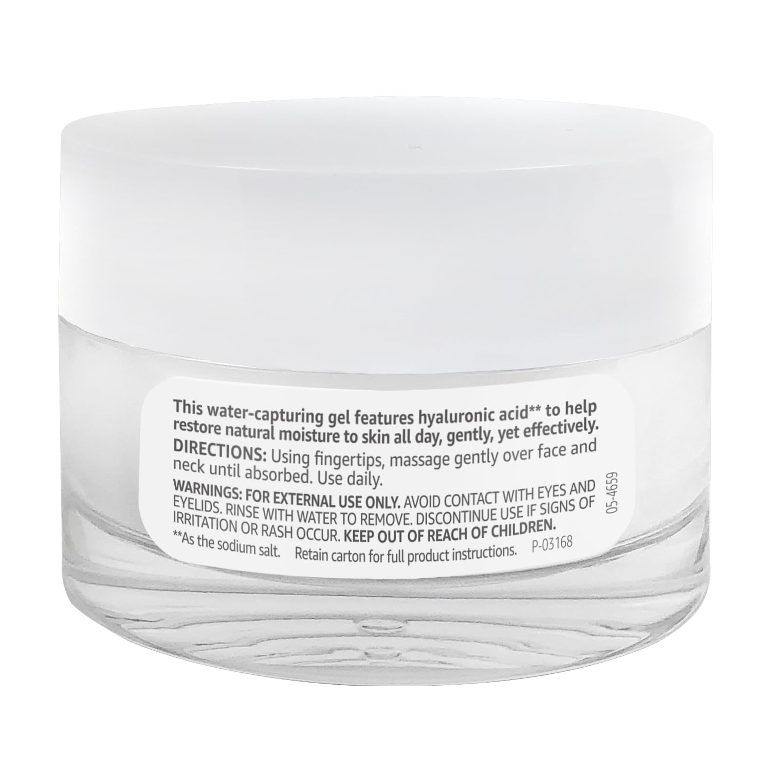 Producto dermatológicamente probado Amazon Basics Gel Hidratante para piel sensible.