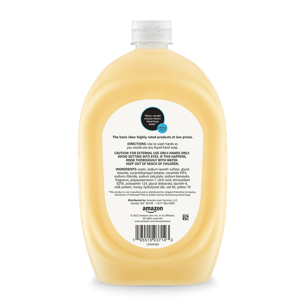 Empaque de Amazon Basics con dos botellas de recarga para mayor conveniencia.