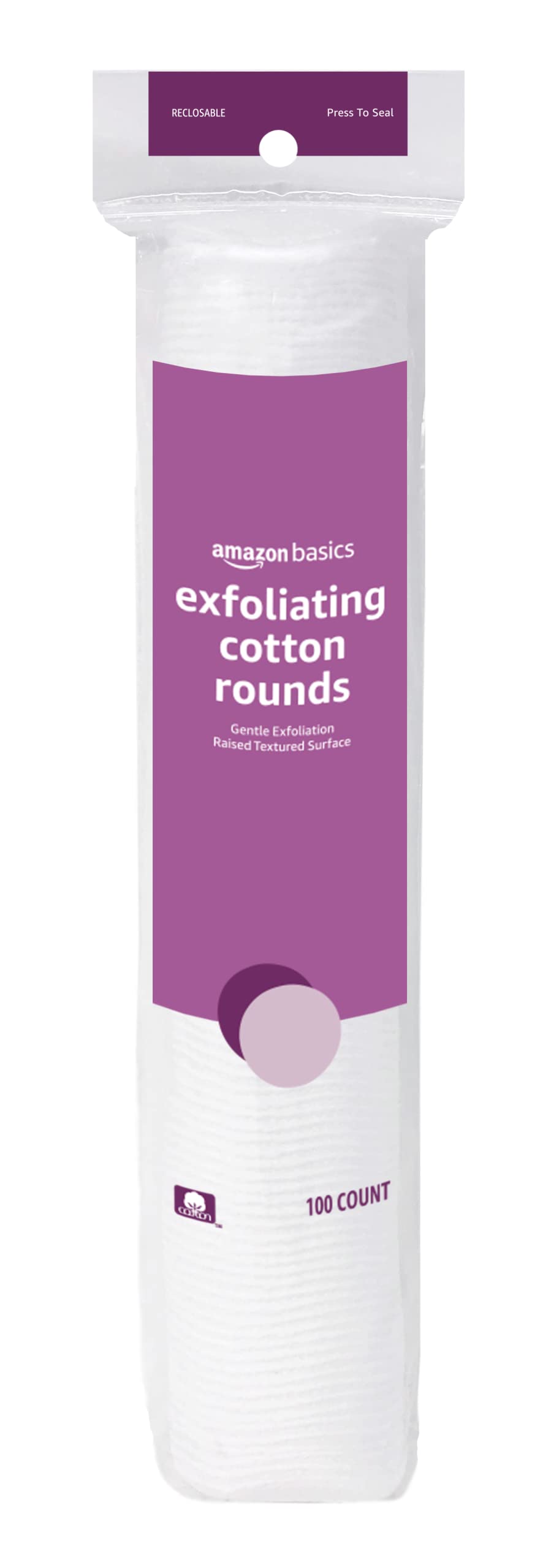 Amazon Basics Exfoliating Cotton Rounds dual-sided texture for gentle cleansing