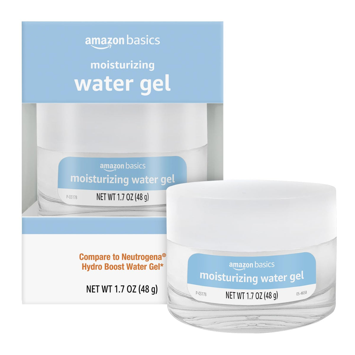 Gel hidratante Amazon Basics con ácido hialuronico para rostro, mantiene la hidratación diaria.