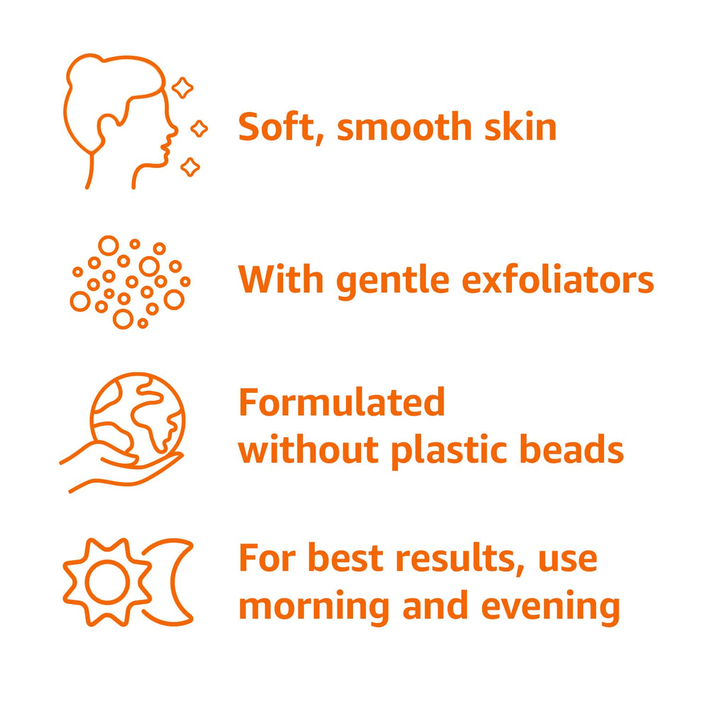Amazon Basics Gentle Exfoliating Face Wash bottle pour demonstrates gentle exfoliation