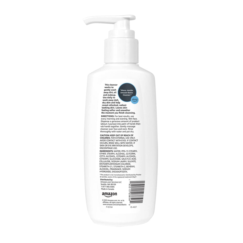 Amazon Basics Gentle Exfoliating Face Wash packaging display highlighting bead-free formula