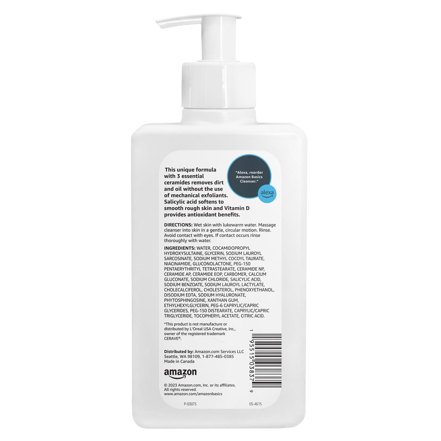 Amazon Basics limpiador facial exfoliante, ceramidas y vitamina D para cuidar la barrera.