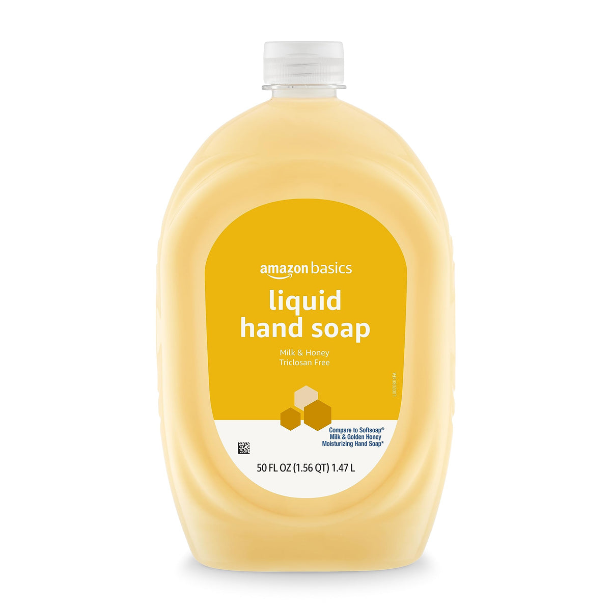 Amazon Basics liquid hand soap refill bottle with milk and honey scent