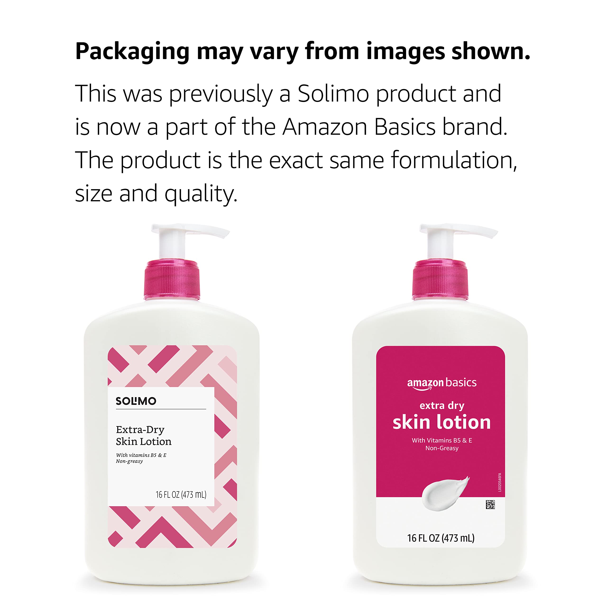 Loción Amazon Basics con vitaminas B5 y E para piel suave y saludable
