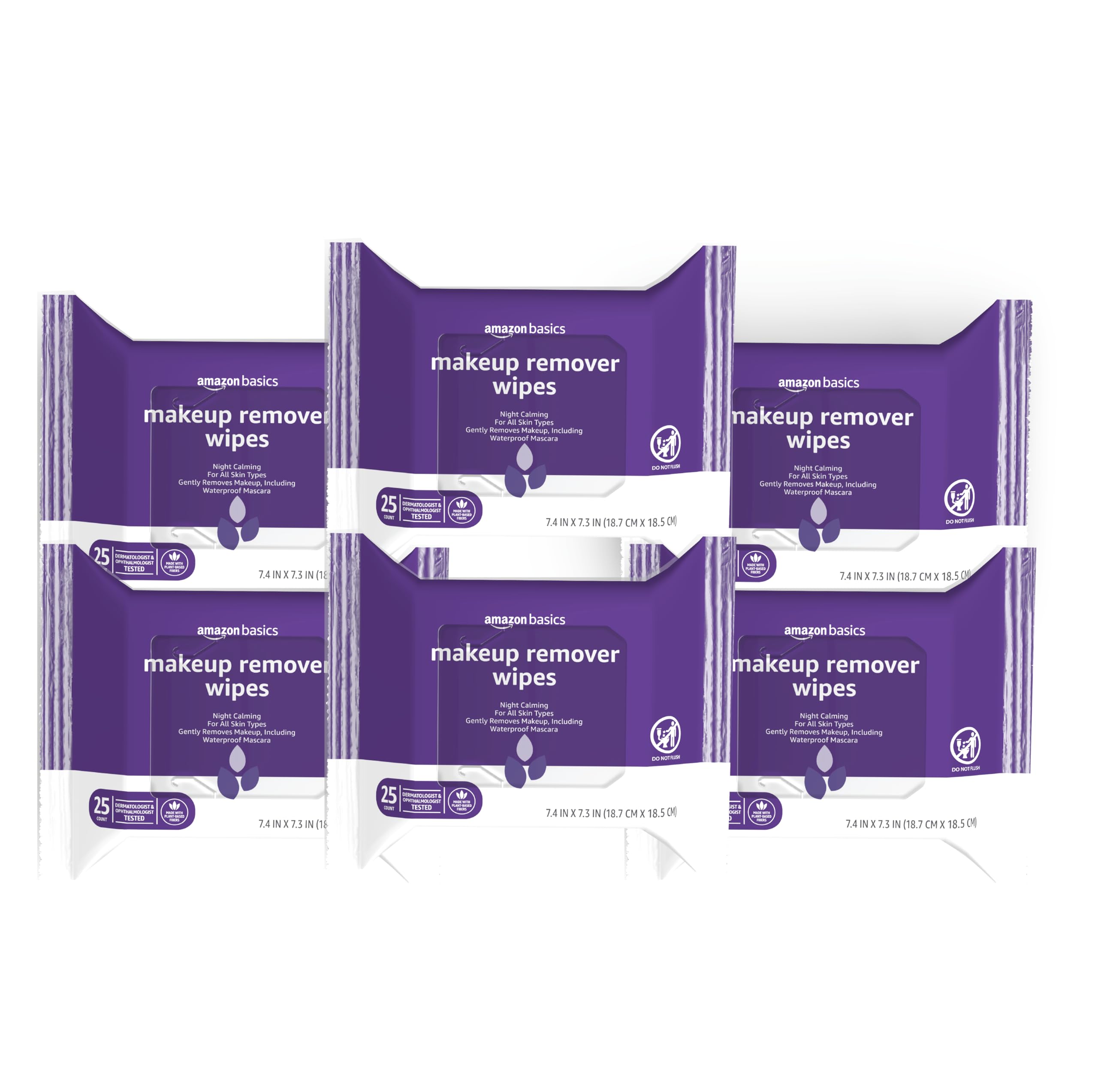 Amazon Basics Makeup Remover Wipes Night Calming pack front for gentle cleansing.