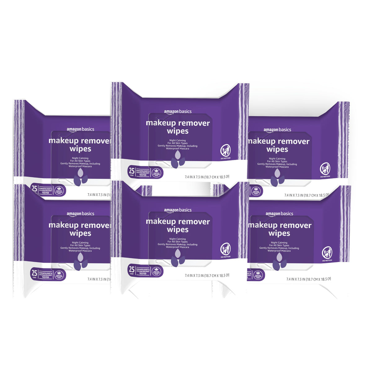 Amazon Basics Makeup Remover Wipes Night Calming pack front for gentle cleansing.