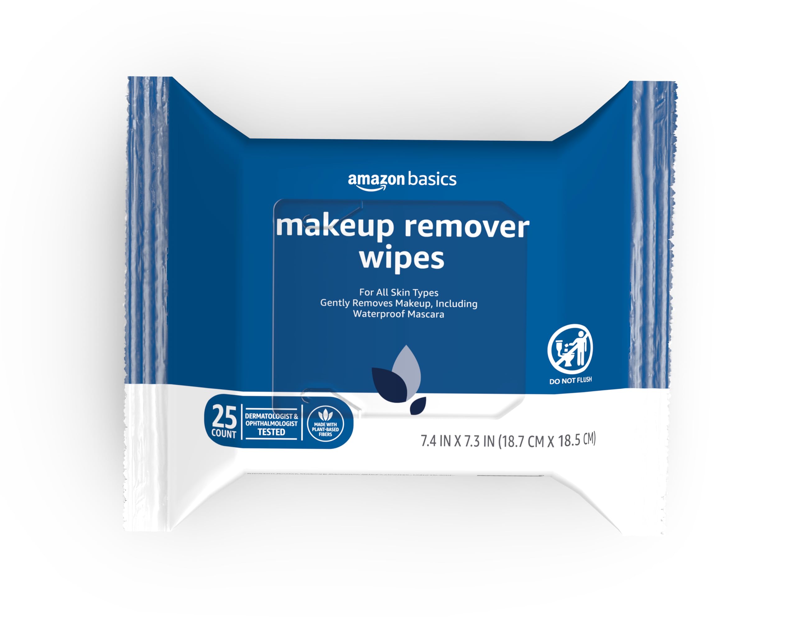 Amazon Basics Makeup Remover Wipes seal pack with resealable lid for convenient daily cleansing.