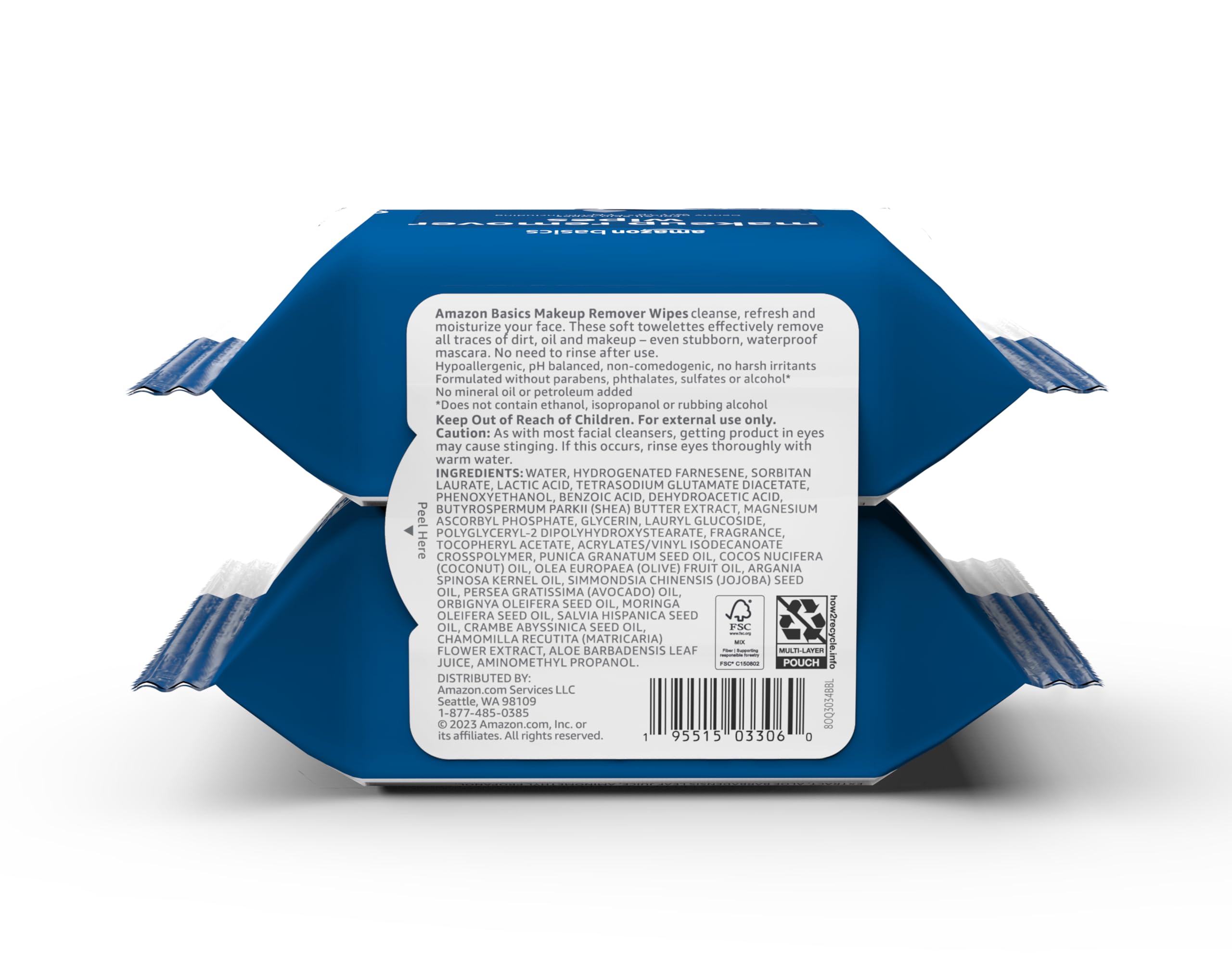 Amazon Basics makeup remover wipes towelettes remove makeup effectively, including waterproof mascara