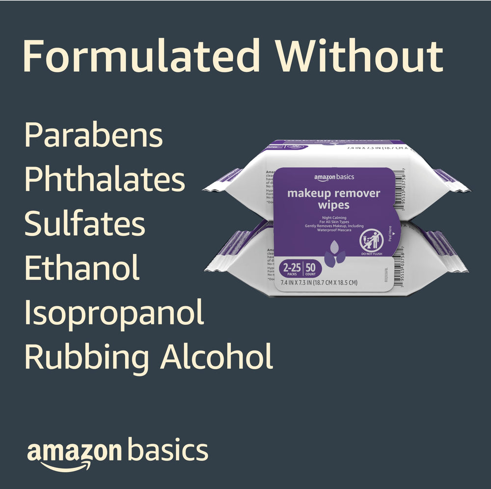 Amazon Basics Makeup Remover Wipes two packs on display for easy daily use