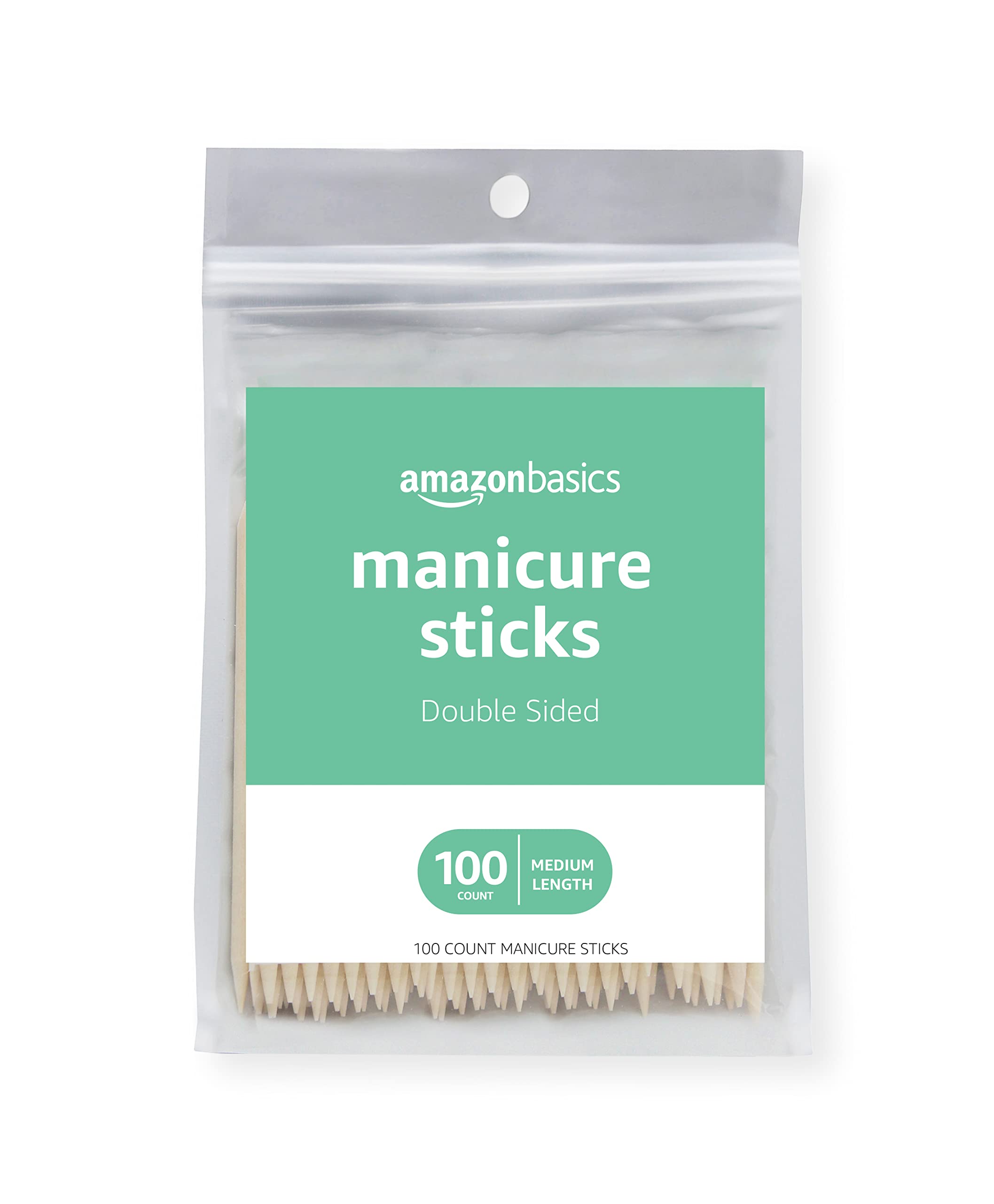 Amazon Basics double-sided manicure sticks with rounded ends for gentle cuticle push