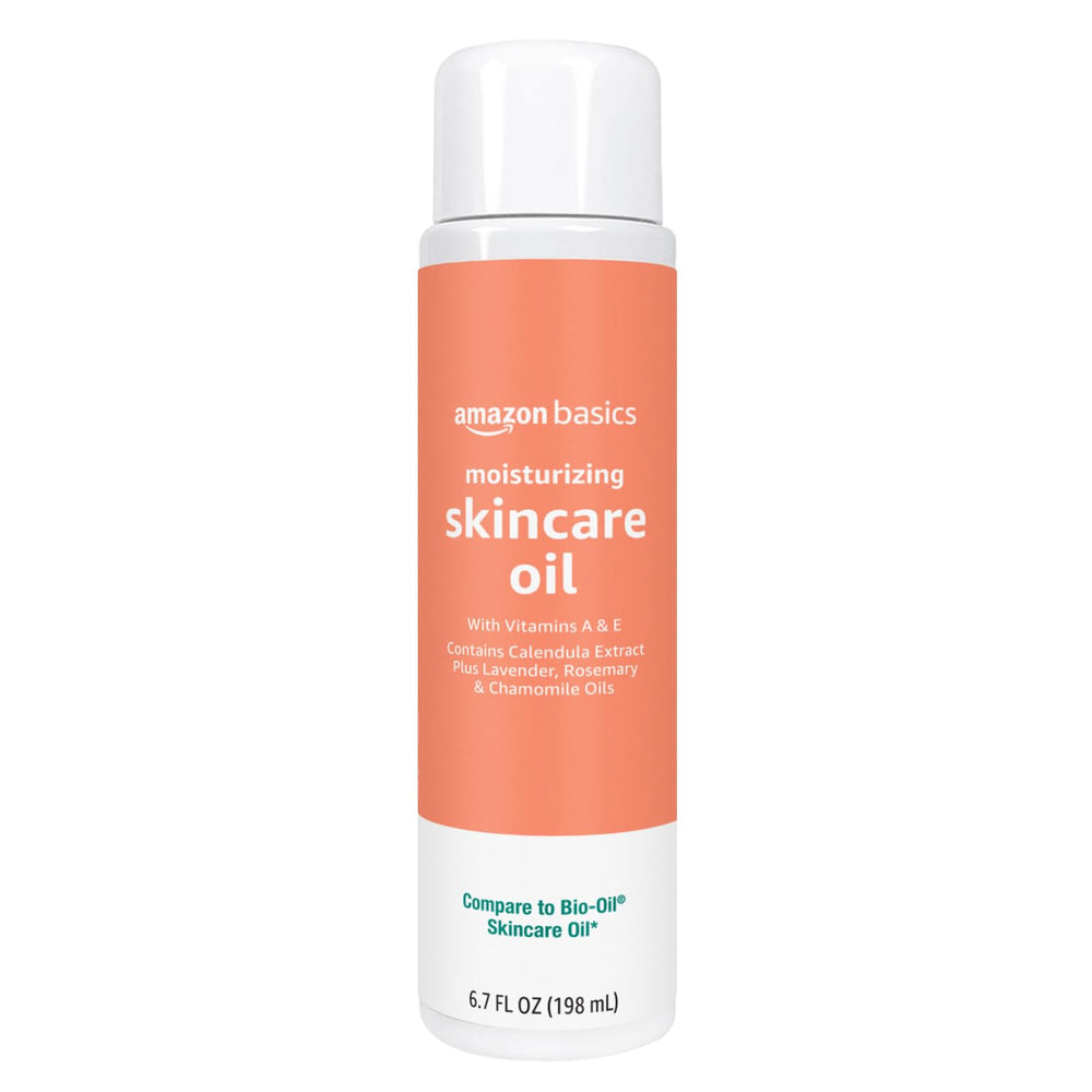 Amazon Basics Moisturizing Body Oil with calendula for gentle hydration.