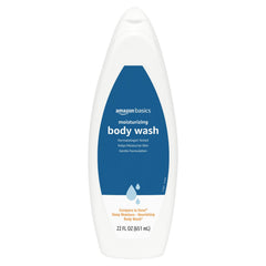 Amazon Basics Moisturizing Body Wash bottle front view shows daily hydration benefits