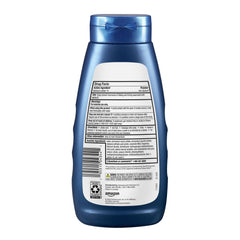 Amazon Basics Moisturizing Dandruff Shampoo label highlighting aloe and moisture benefits.