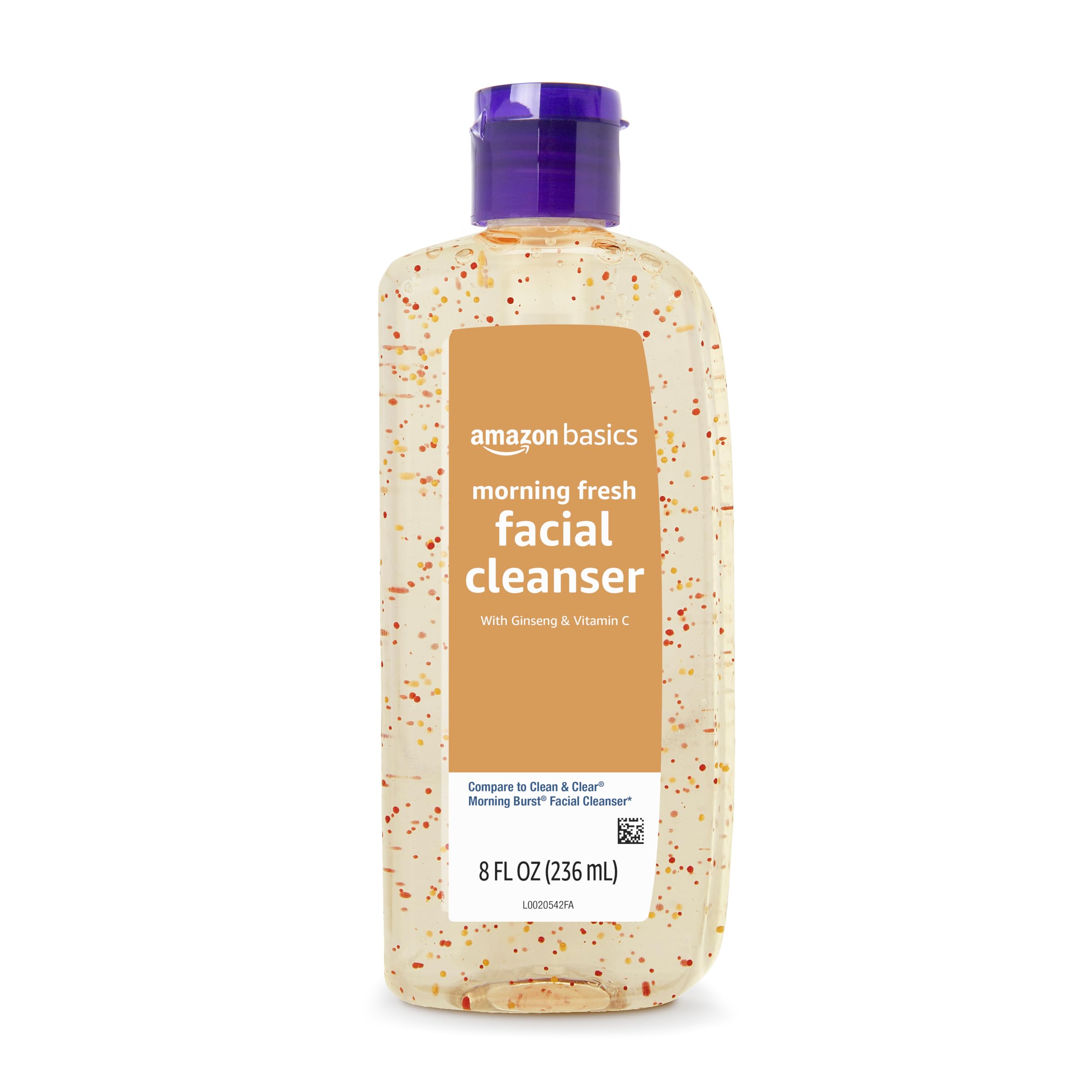 Amazon Basics Morning Fresh Facial Cleanser bottle front view, refreshing start for your daily skincare routine.