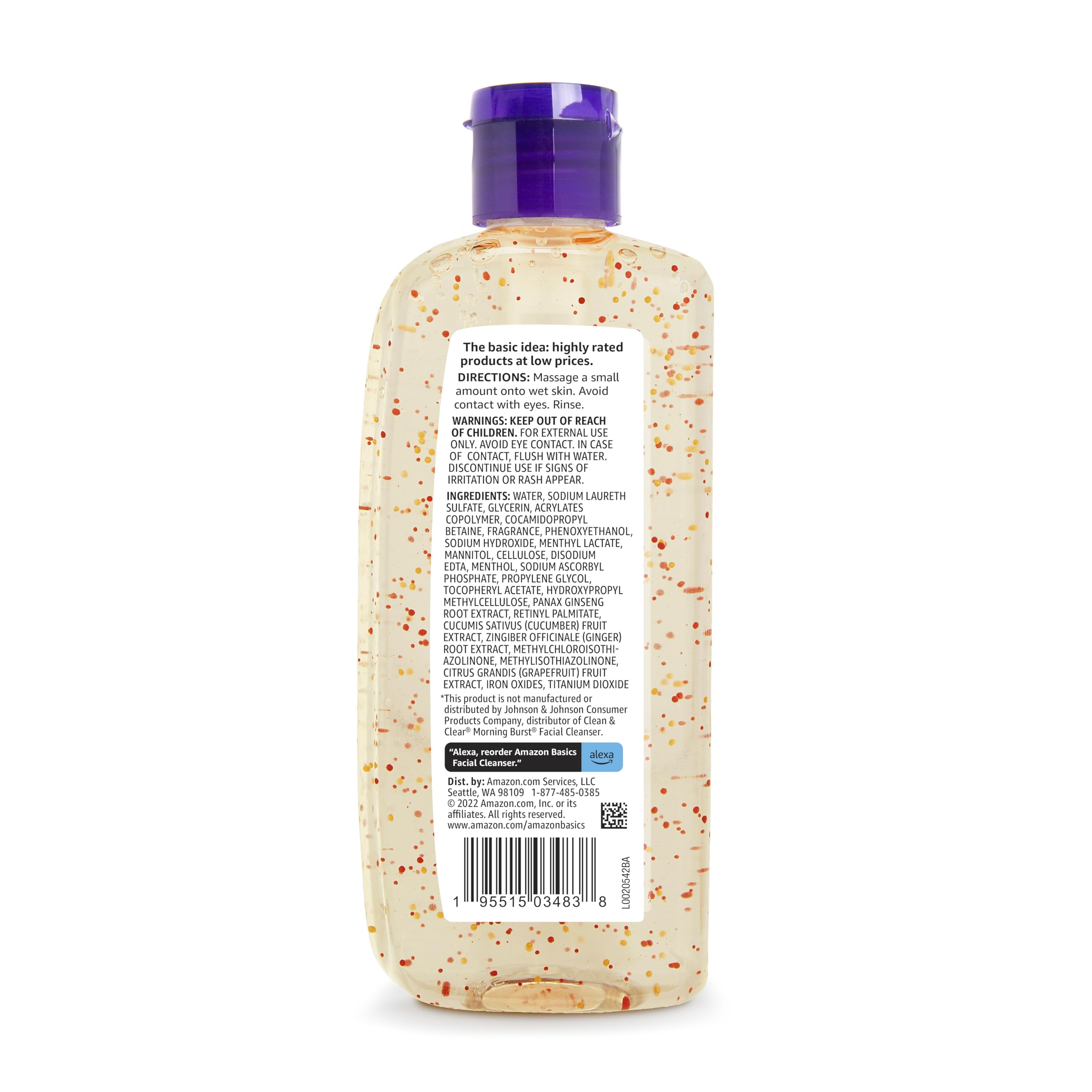 Amazon Basics Morning Fresh Facial Cleanser ginseng ingredient focus, energizing morning boost.