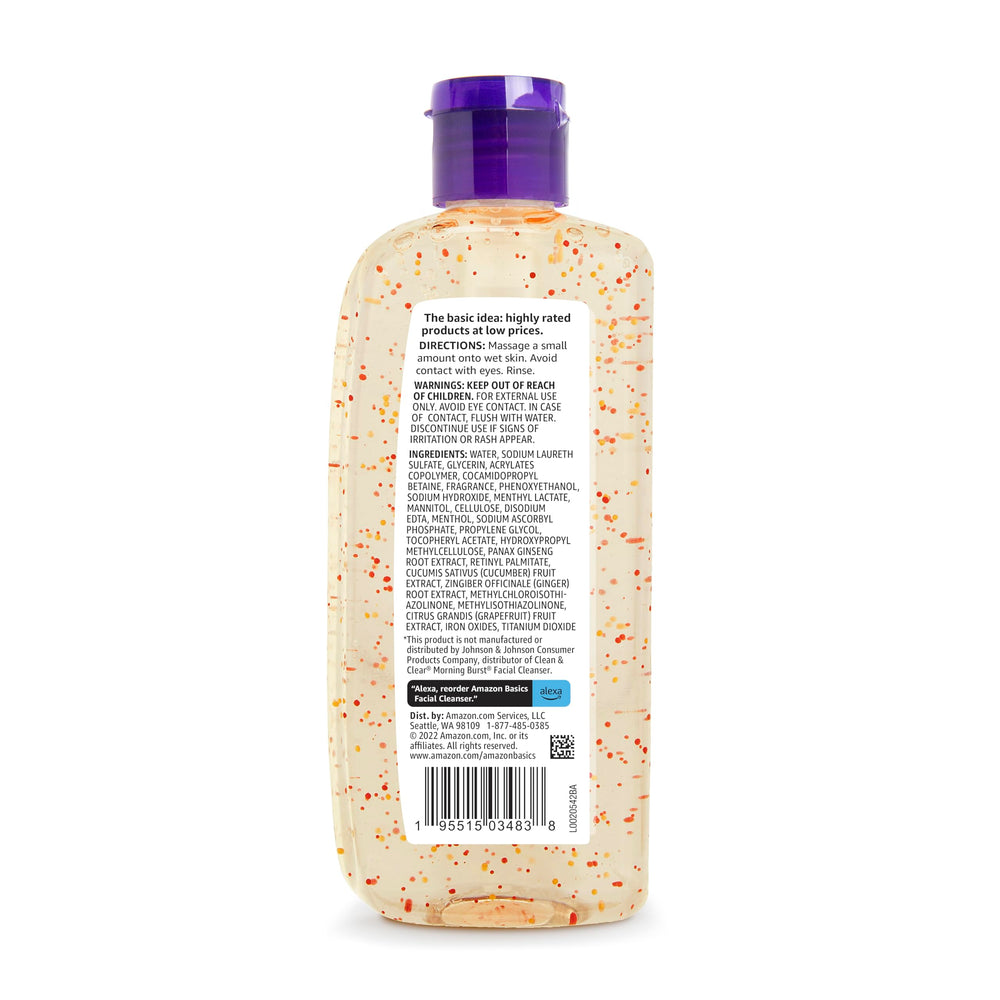 Amazon Basics Morning Fresh Facial Cleanser ginseng ingredient focus, energizing morning boost.