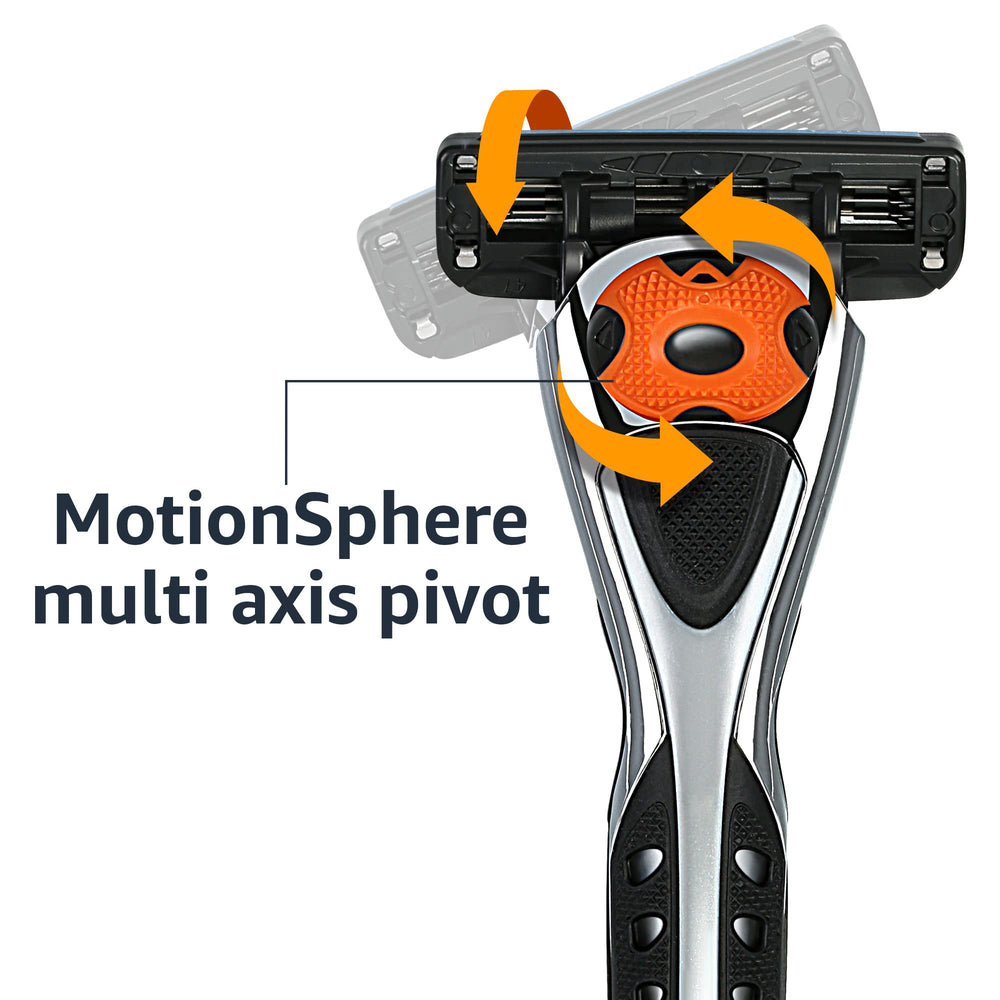 Amazon Basics Motion Sphere razor anti-clog design enables quick rinsing