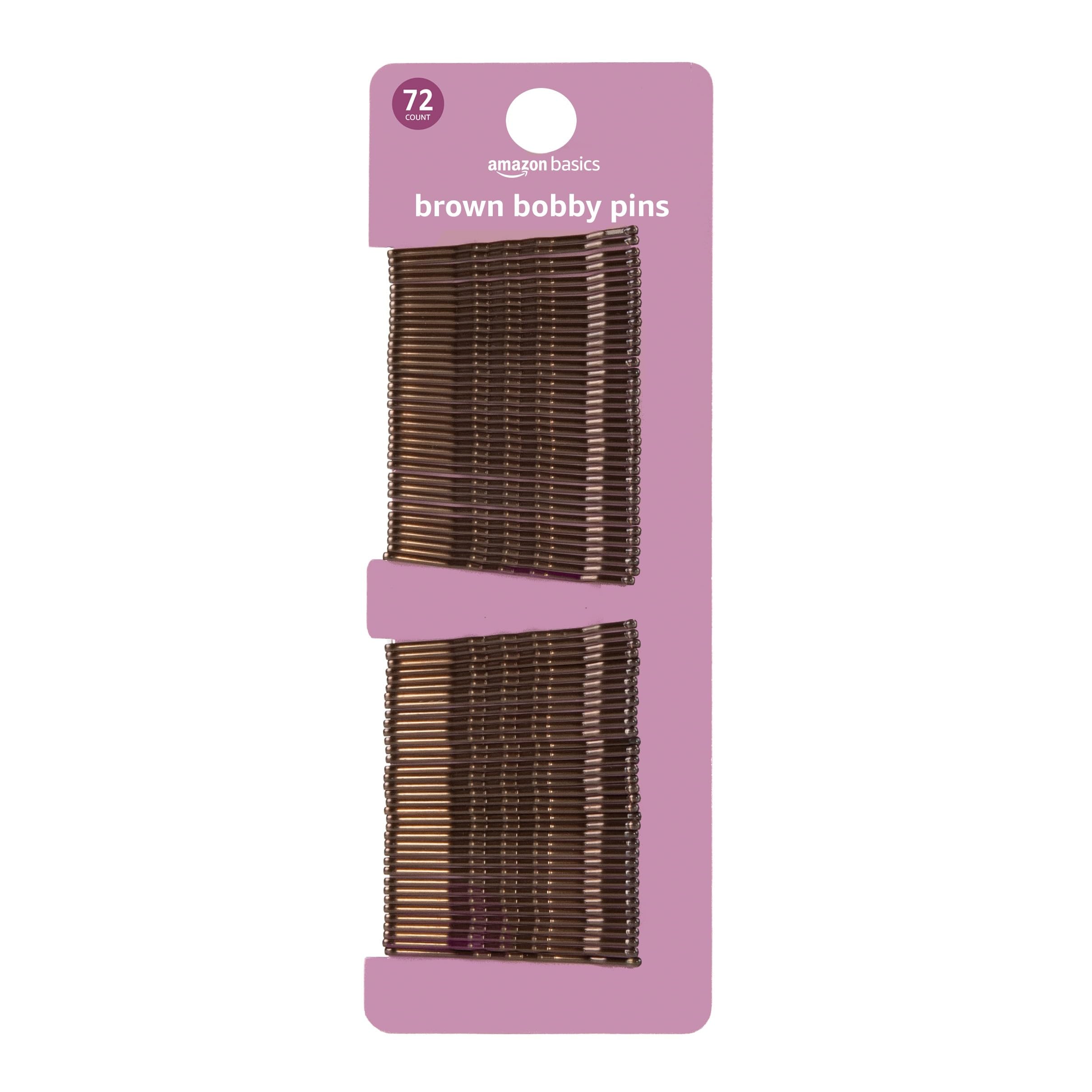 Amazon Basics No Slip Bobby Pins in brunette brown for all day styling