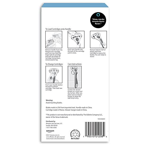 Amazon Basics razor cartridges provide long-lasting blades for a close shave.