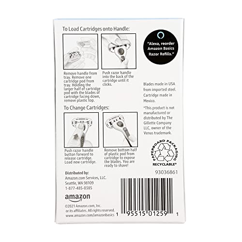Amazon Basics razor refills moisture-lubrication-surround for smooth glide with botanicals.