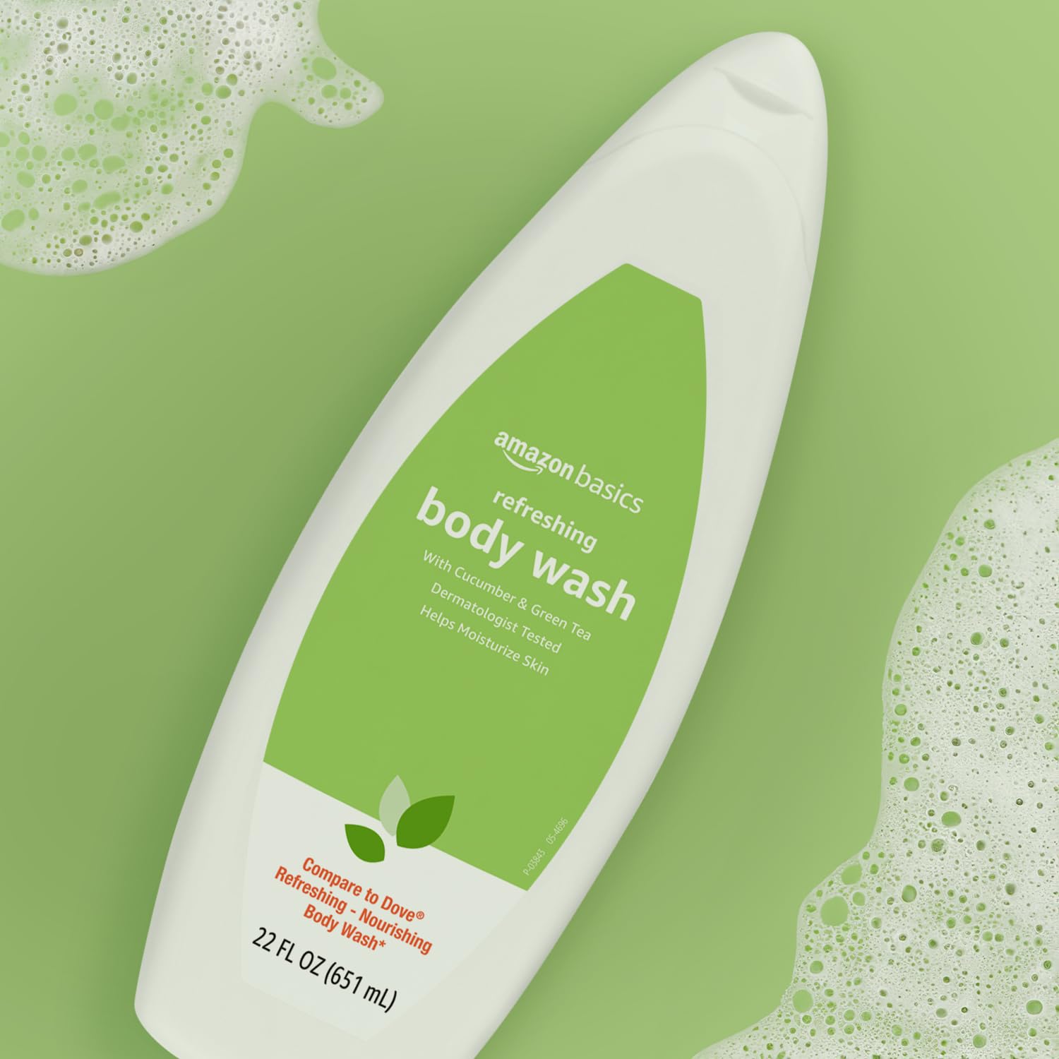 Brand label of Amazon Basics refreshing body wash paraben-free formula