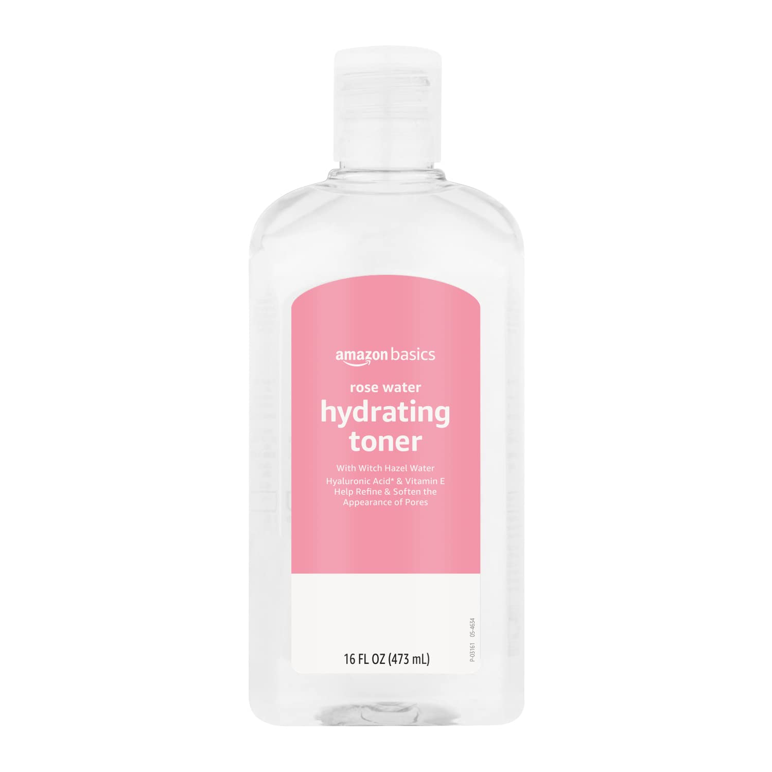 Amazon Basics Rose Water Toner bottle shows alcohol-free hydration for daily use.