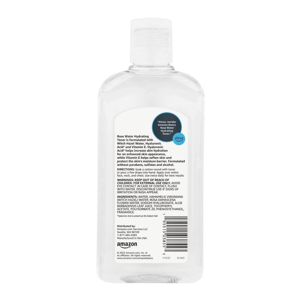 Amazon Basics Rose Water Toner cotton round in use demonstrates gentle application.