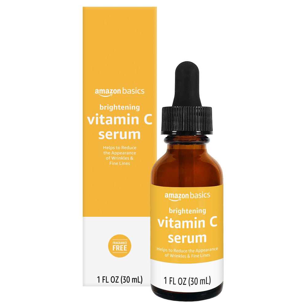 Serum de vitamina C de Amazon Basics en frasco de 1 oz para uso diario.